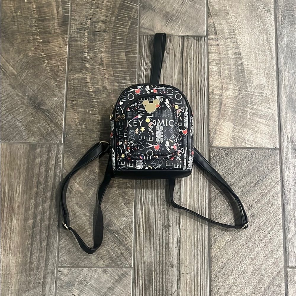 New Disney Black and Red Backpack with Fantasy Print 8x8x6.5 handle - Picture 4 of 7